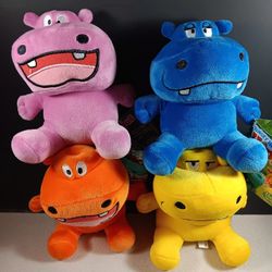 Hungry Hungry Hippos Set Of 4 Potamus Plush Toy Factory Brand New Tag Hasbro NWT