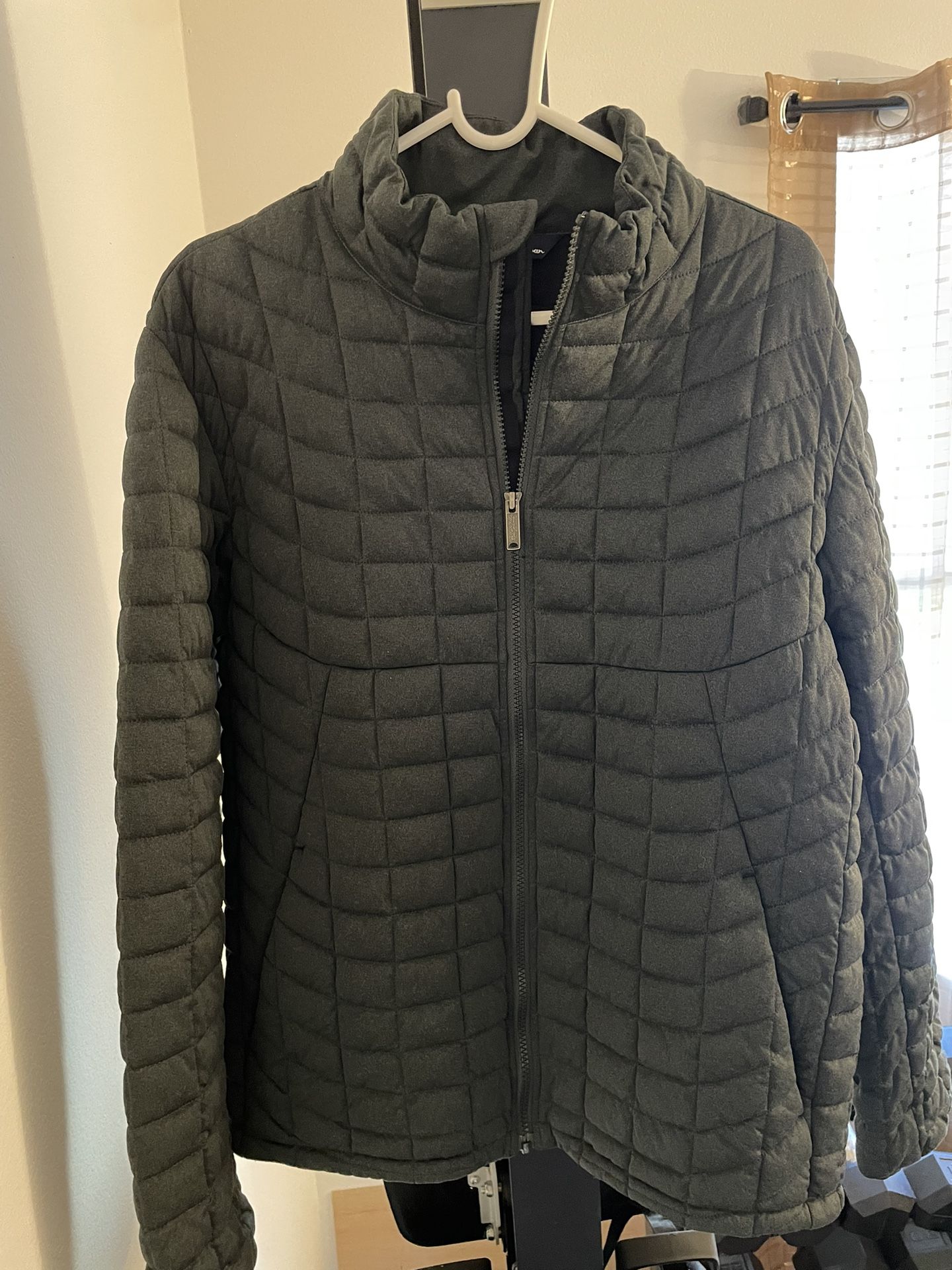 BEN SHERMAN Quilted Puffer Jacket Mens Medium Gray Full Zip Lightweight Pockets