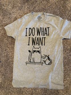 Funny Rebellious  I Do What I Want Kitte T-Shirt Sz Small