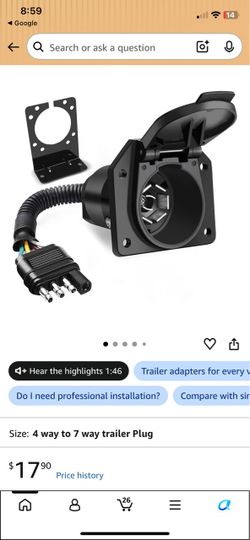 Trailer Adapter Wiring Harness 4 Pin to 7 Pin Electrical Connect Wiring Plug
