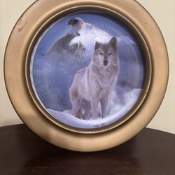 Masters Of The Land & Sky United In Spirit Plate Wolf Eagle Bradford Wall Decor