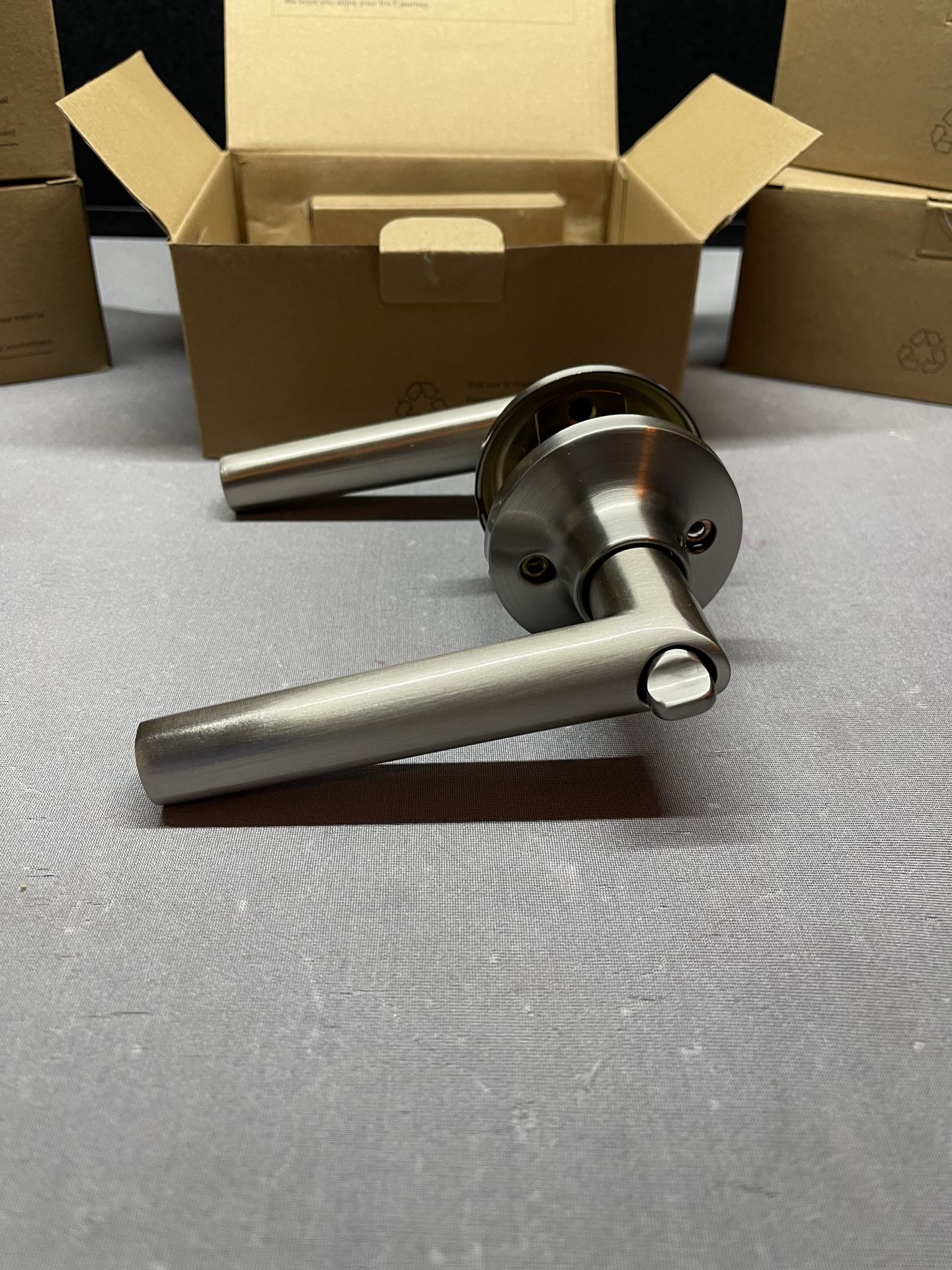 Governor 6 Pack Brushed Nickel Door Handles Privacy Door Levers with Lock