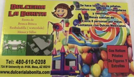 Piñatas y renta de sillas y mesas