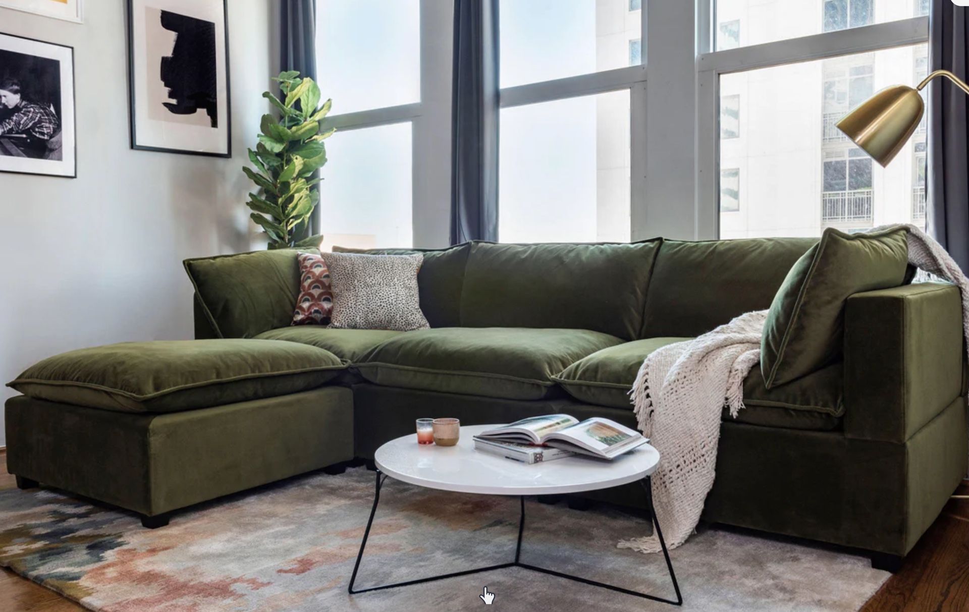 Albany Park Kova Sofa 122” + Storage Ottoman