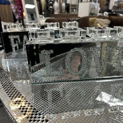 Glass and crystal candle holder