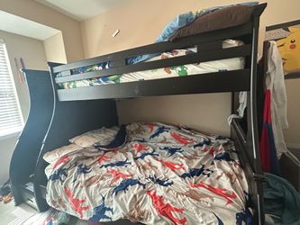 Black Bedroom Furniture Set with Bunk Bed, Two matching Dressers, Cube Organizer, and Nightstand