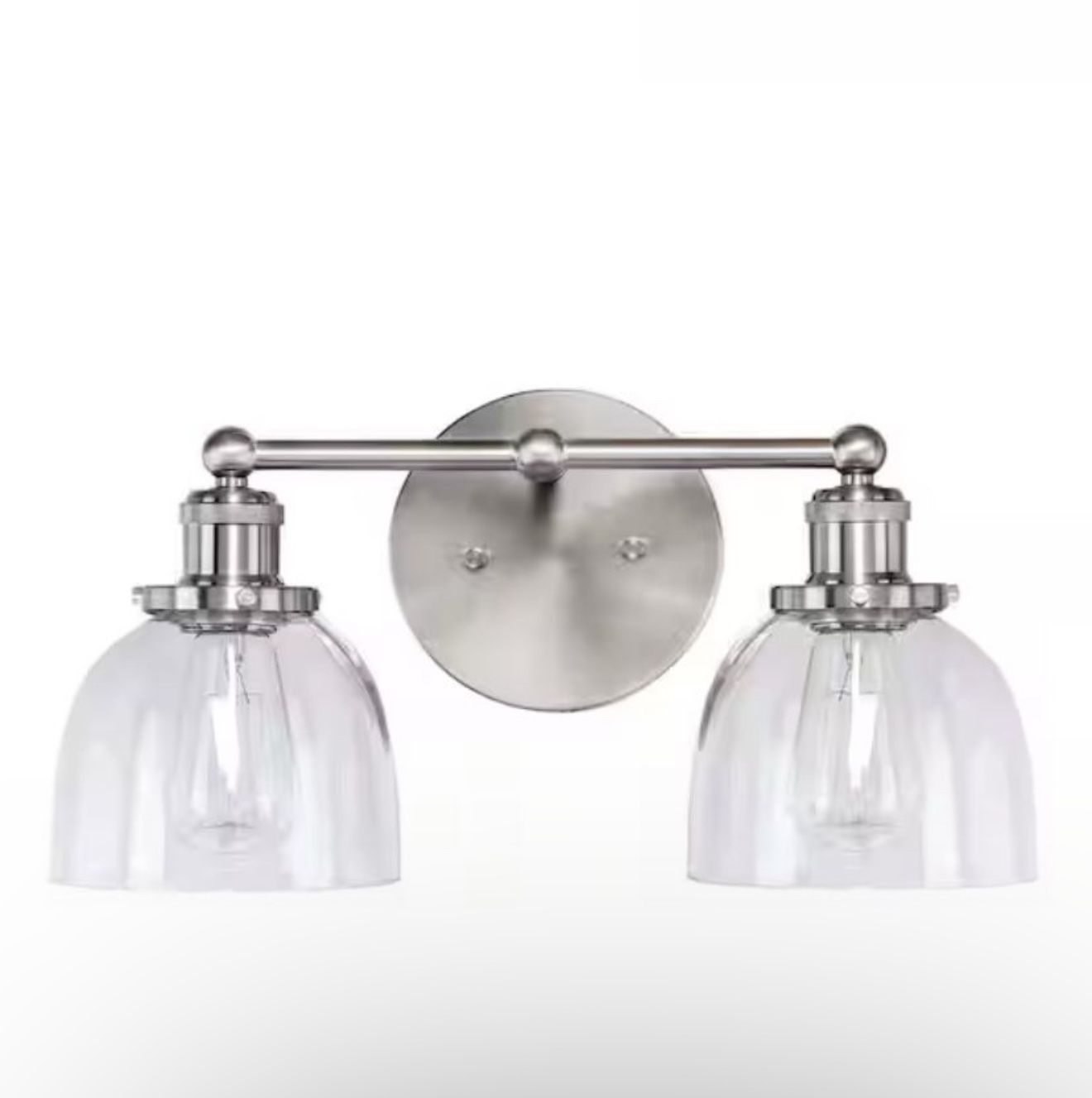 16.25” 2-Light Brushed Nickel Vanity with Clear Glass Shades