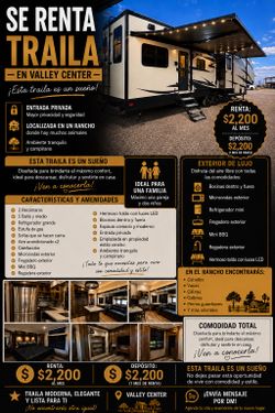 🏡✨ Se Renta Traila en Valley Center ✨🏡