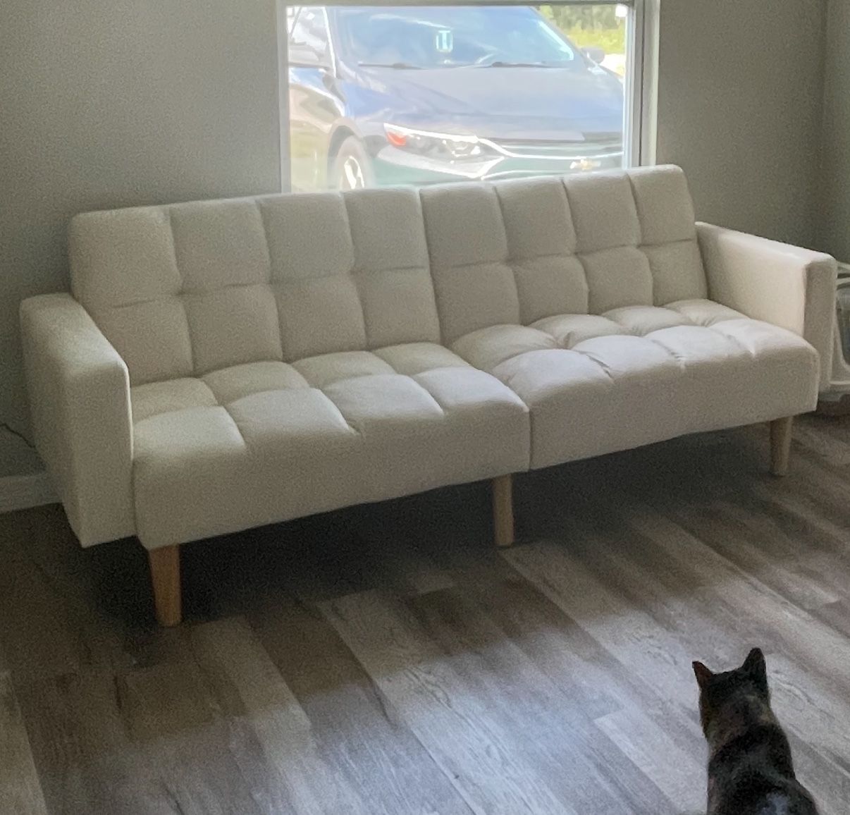 White Tufted Futon