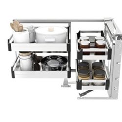 ZAWAYINE Blind Corner Cabinet Pull Out Right Organizer 15 Inch Opening Organizer Corner Optimizer Chrome Blind Corner Soft Close