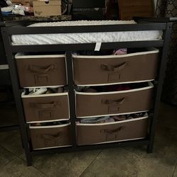Changing Table With Storage - BROWN 