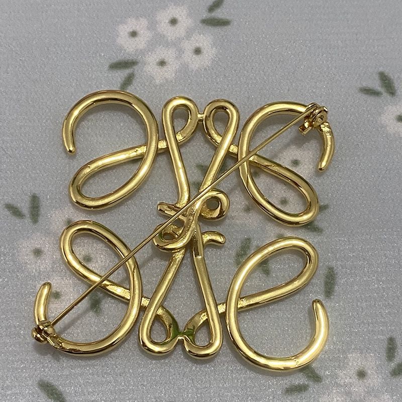 Loewe's Classic Anagram Brooch In Gold-Tone Metal