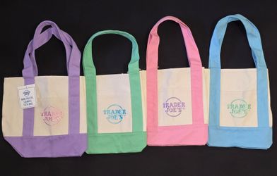 Trader Joe's Mini Pastel Canvas Tote Bag $60 set or $20 each