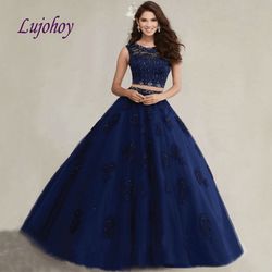 navy blue quinceanera dress
