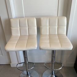 White Leather Barstools