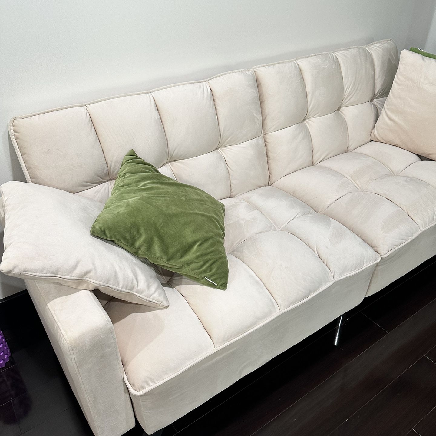 Beige Cream Futon Couch Sofa