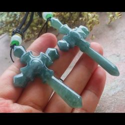 2 pcs Certificate JADEITE Jade Green Jesus Cross Pendant