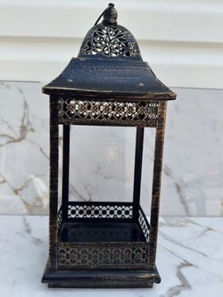 Vintage Metal Lantern Bronze Antique Brush  Plants  candle Light Decor display holder stand