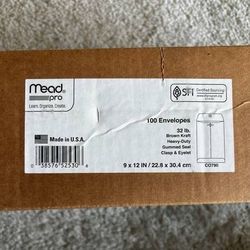 NEW! Box Of 99 Mead Mailing Envelopes Letter Heavy-Duty Gum Seal Clasp Closure