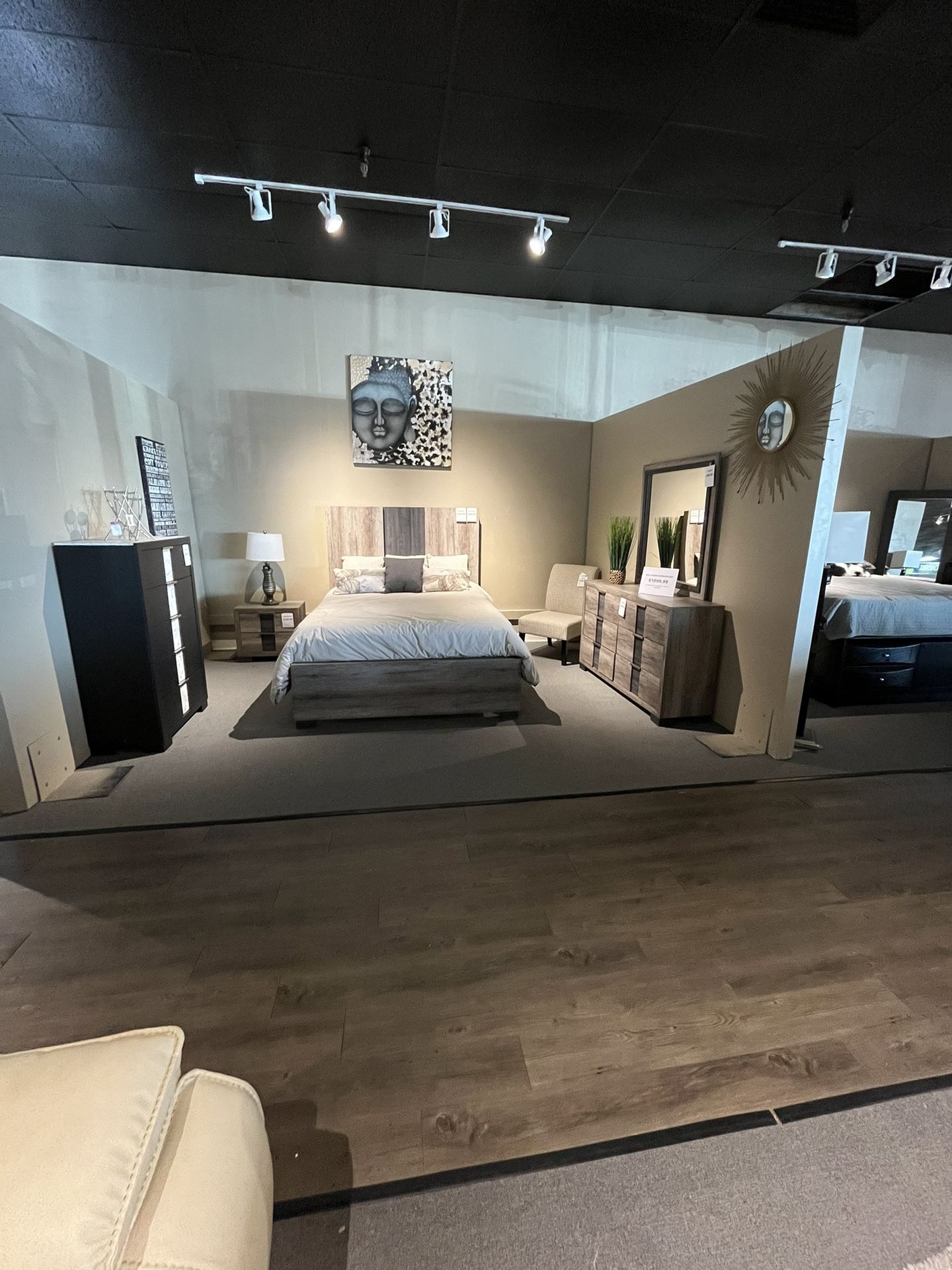 Queen Bed Frame, Dresser, Mirror And Nightstand