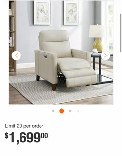 Ashby Vanilla Leather Standard Recliner with Adjustable Headrest