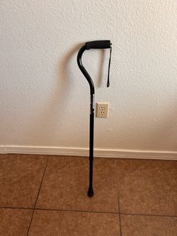 Adjustable Black Walking Cane with Wrist Strap
