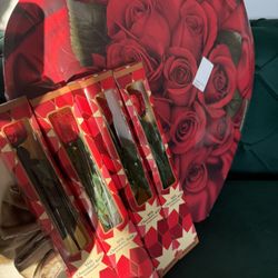 One Huge Chocolate Heart 72 Pieces, And 4 Chocolate Roses 