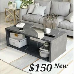 Beautiful Gray Faux Marble Coffee Table - Grey Coffee Table 