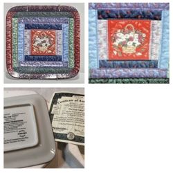 THE LOG CABIN Cherished Traditions Plate Quilt Mary Ann Lasher 1995 Bradley Exch