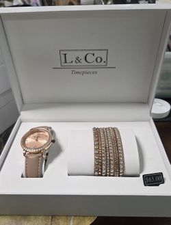 L & Co. Timepieces Beautiful Watch And Bracelet Set. Brand New.