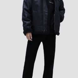 Alpha Industries leather and wool bomber jacket