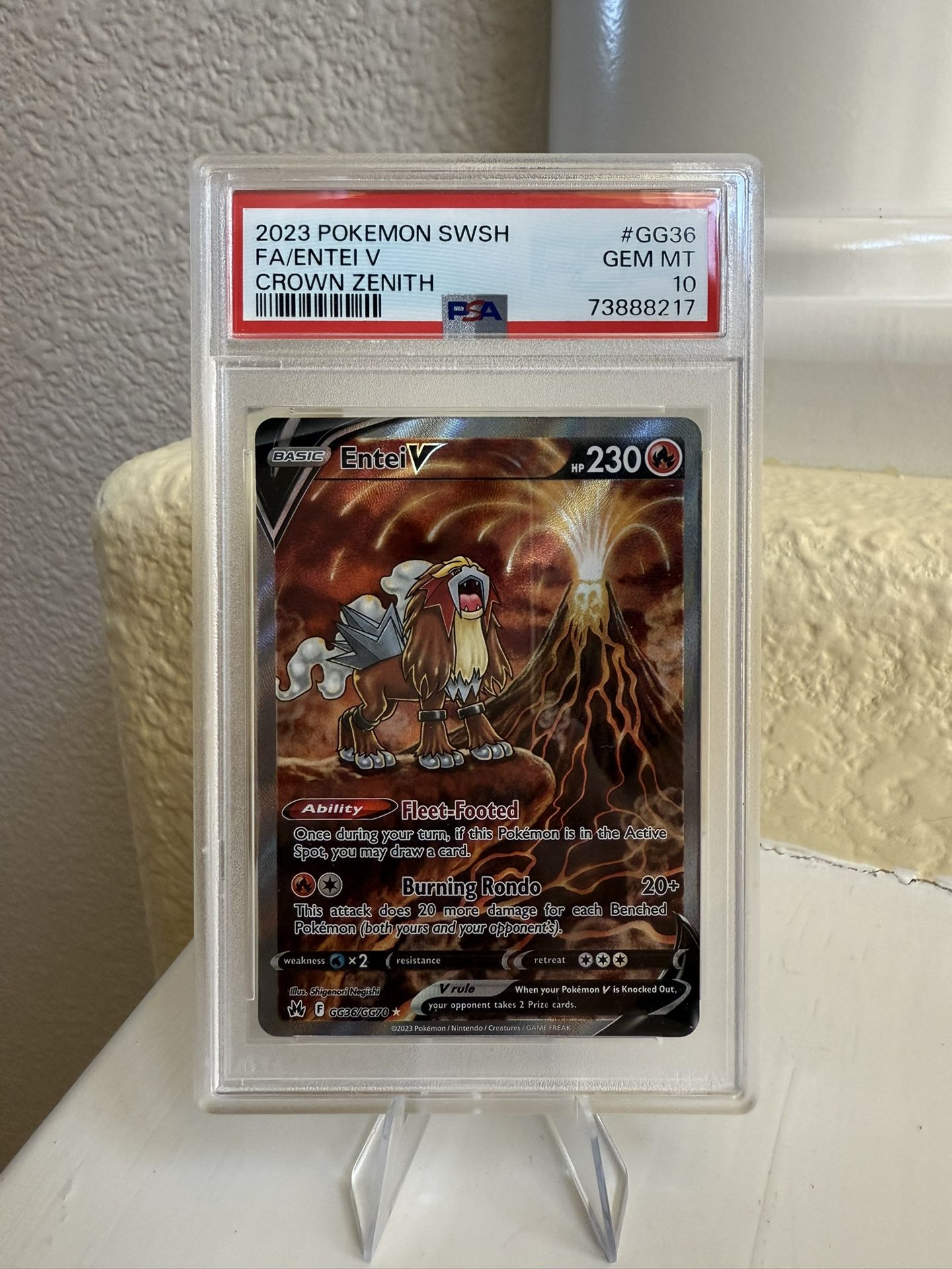 2023 POKEMON SWORD & SHIELD CROWN ZENITH #GG36 FULL ART/ENTEI V PSA 10