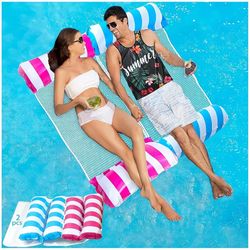 Ultra-Comfort Pool Floaties  Inflatable Rafts with Quick-Dry Mesh Bottom, Portable Floating Lounge for Pool, Lake Beach
