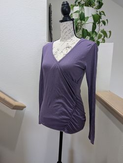 LUCY Activewear Ruched Faux Wrap Top - Purple, XS