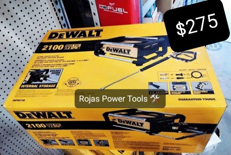 DEWALT 13AMP JOBSITE ELECTRIC COLD WATER PRESSURE WASHER 2100PSI MAX 1.2GPM