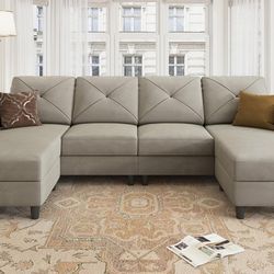 New Gray/Beige U Shaped Sectional Sofa