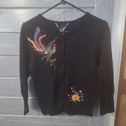 Lucky Brand Vintage style embroidered cardigan