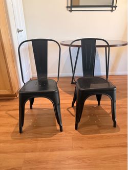 Matte Black Metal Dining Chairs set of 2