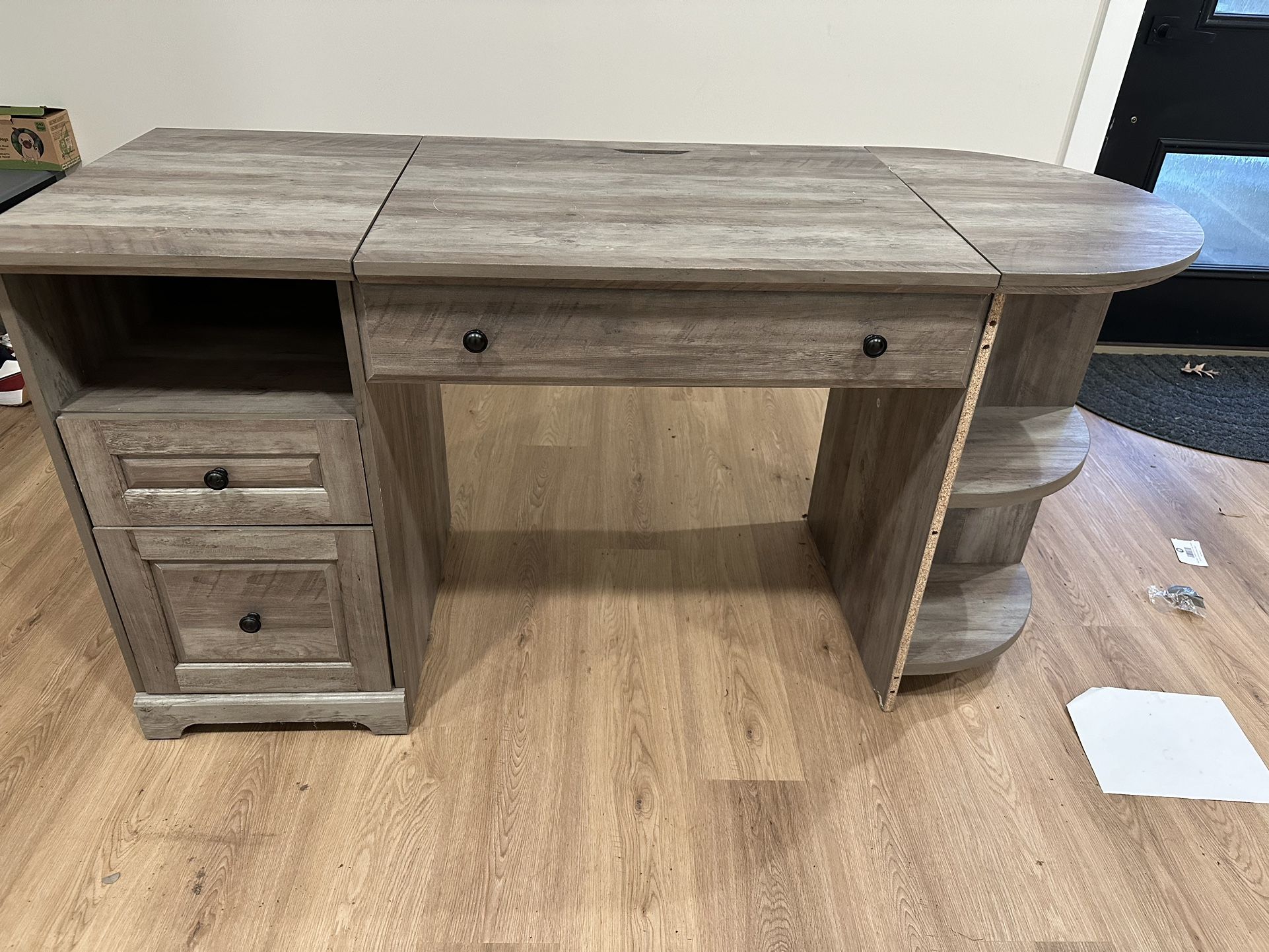 Desk (Homenations Lake Shore 6" - 30"H Washed Gray Writing Lift Desk Model)
