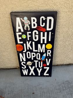 Space Alphabet Kids Canvas Wall Art