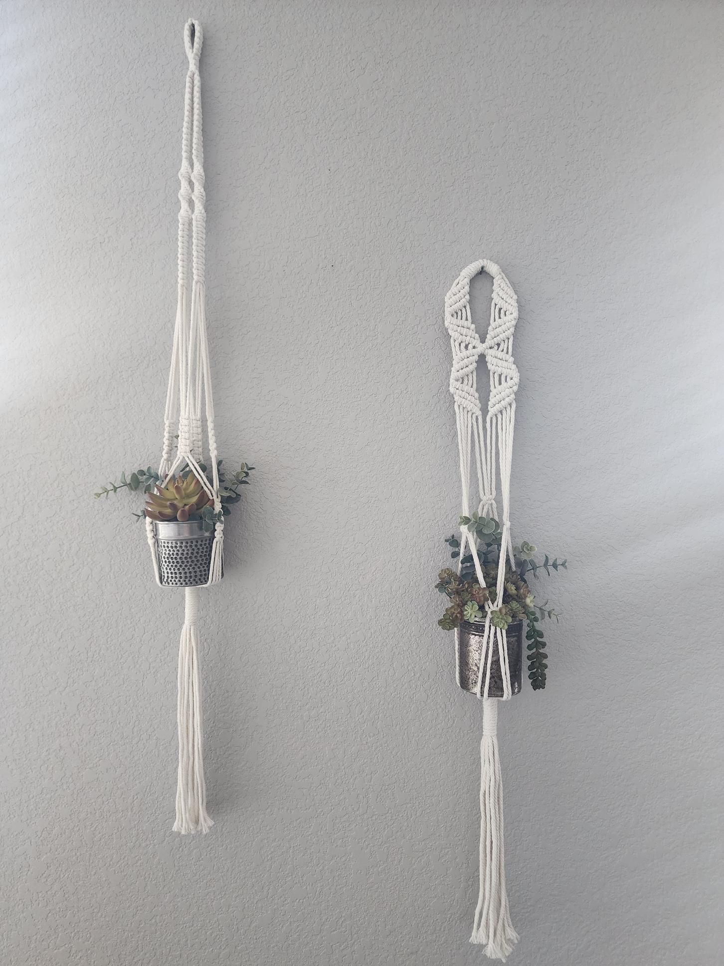 4 Macrame Hanging Faux Plants/Succulents
