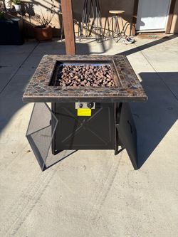 Outdoor Propane Fire Pit Table with Mosaic Top