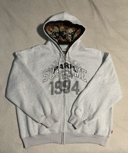 Supreme MM6 Maison Margiela Zip Up Hooded Sweatshirt Ash Grey Size XL