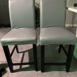 Kitchen Island Chairs with New Gray Covers, 24"