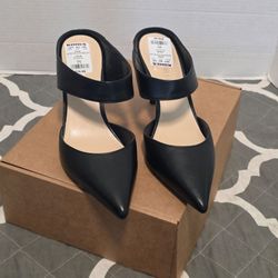 Nine West Darian Slip-On Stiletto Black Mule Pumps Women's Size 8.5 New