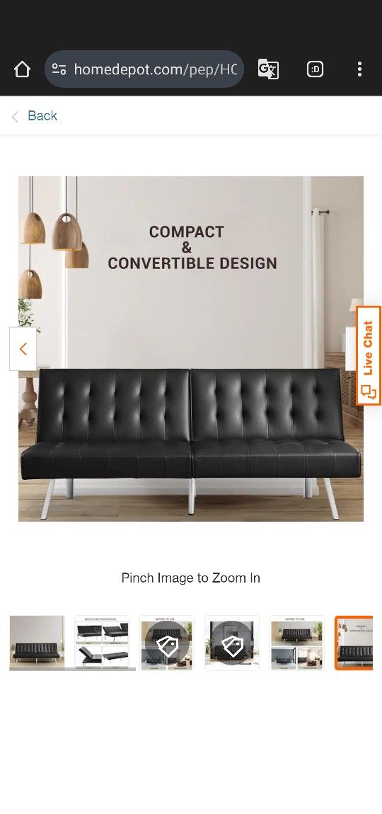 Convertible Futon/Sleeper Sofa With Metal Legs