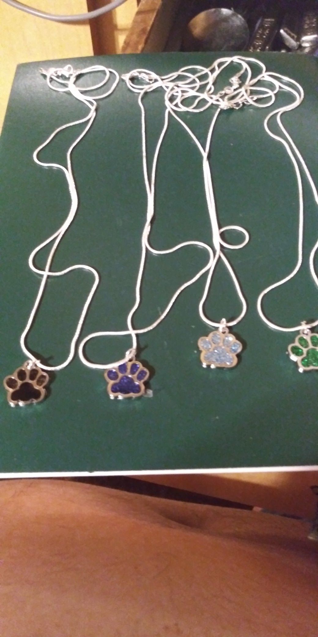 New! 26" choice of colors paw print necklaces