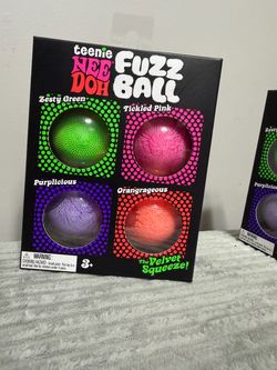 NeeDoh Teenie Fuzz Ball 4 PACK Nee Doh Mini Fuzzball Squish