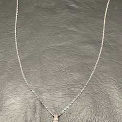Vintage Sterling Silver Hollow Pendant & Necklace 17 1/5”