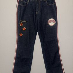 Fubu Harlem Globetrotters, VTG Women’s Dark Blue Straight Leg Jeans Size 11/12